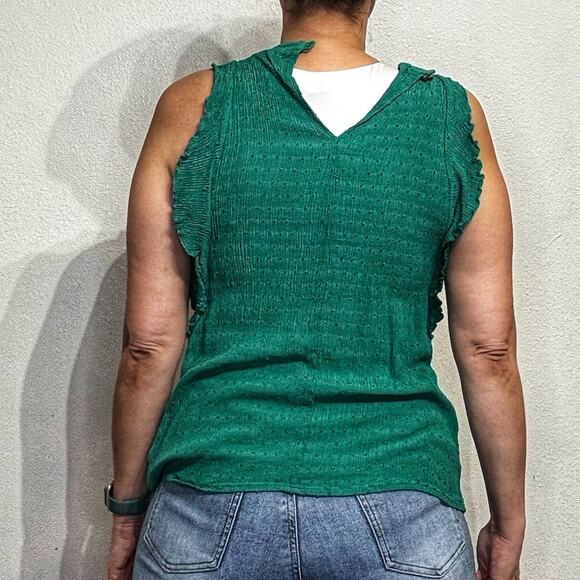 Anthropologie Maeve Green Swiss Dot Sleeveless Blouse Sz M - Picture 9 of 11